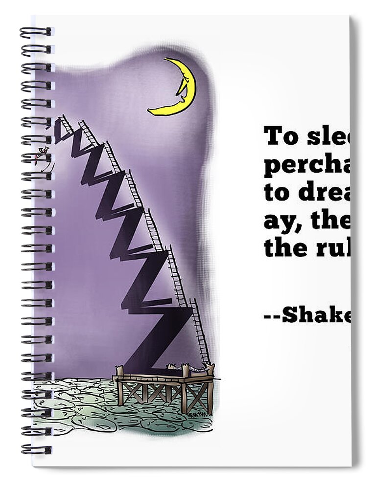 Shakespeare Spiral Notebook featuring the digital art Perchance To Dream #1 by Mark Armstrong