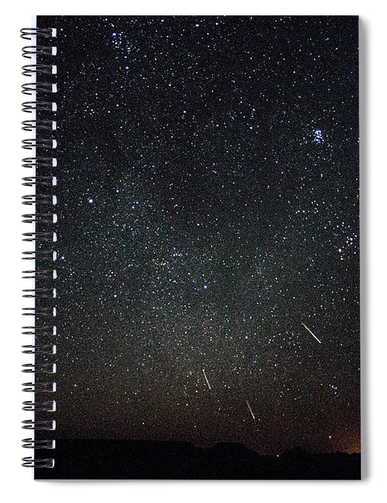 Meteors Spiral Notebook featuring the photograph Perseid Meteor Shower #1 by Mark Jackson