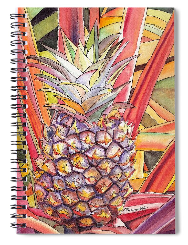 Pineapple Spiral Notebook featuring the painting Pineapple by Marionette Taboniar