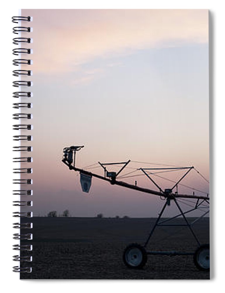 Prairie Sunset Spiral Notebook featuring the photograph Pivot Irrigation and Sunset #1 by Art Whitton
