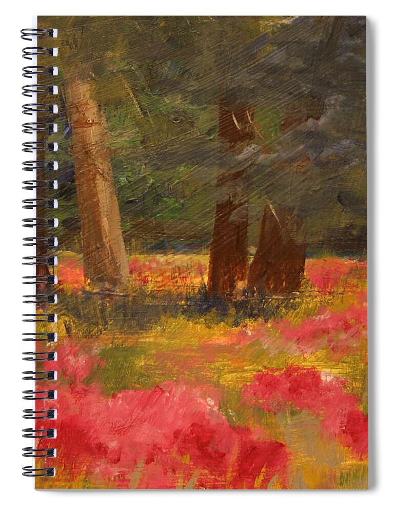 Poppy Painting Spiral Notebook featuring the painting Poppy Meadow by Julie Lueders 