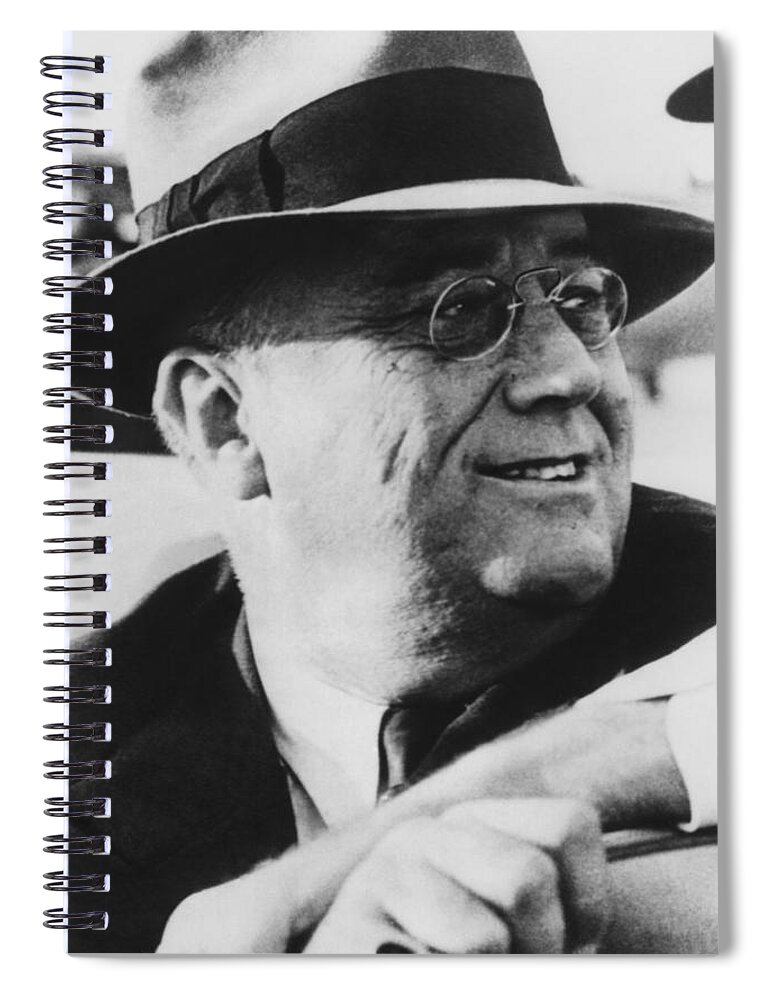 Franklin Roosevelt Spiral Notebook featuring the photograph President Franklin Roosevelt #1 by War Is Hell Store
