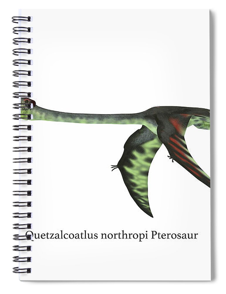 Quetzalcoatlus Spiral Notebook featuring the digital art Quetzalcoatlus Wings Down #1 by Corey Ford