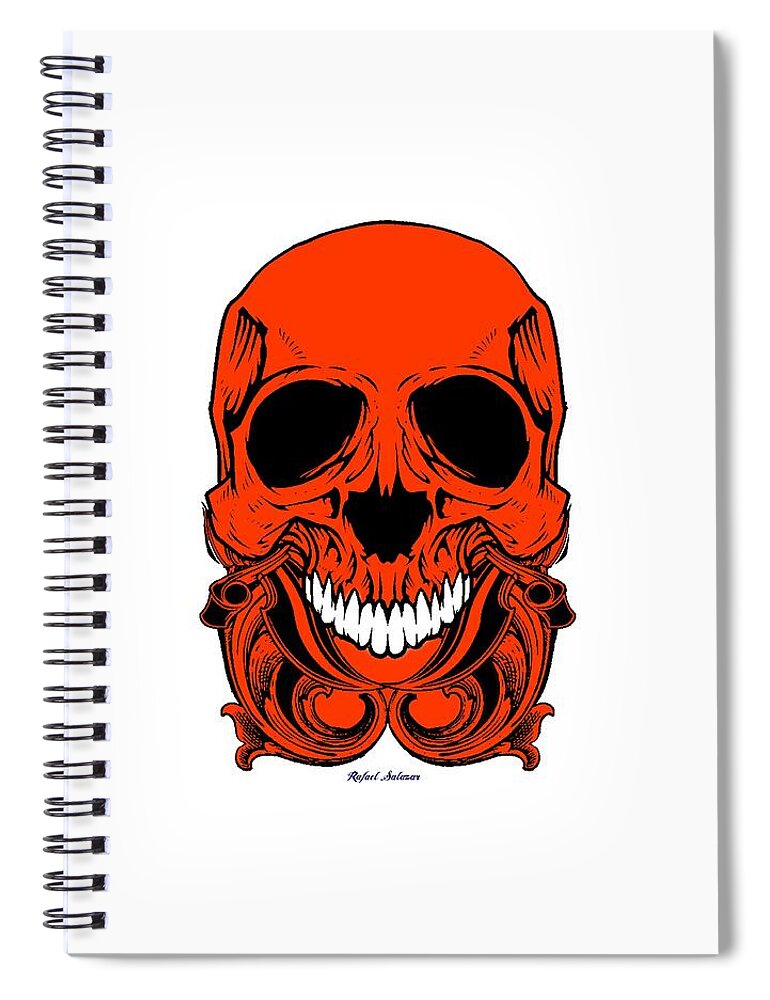  Spiral Notebook featuring the digital art Red Skull #1 by Rafael Salazar