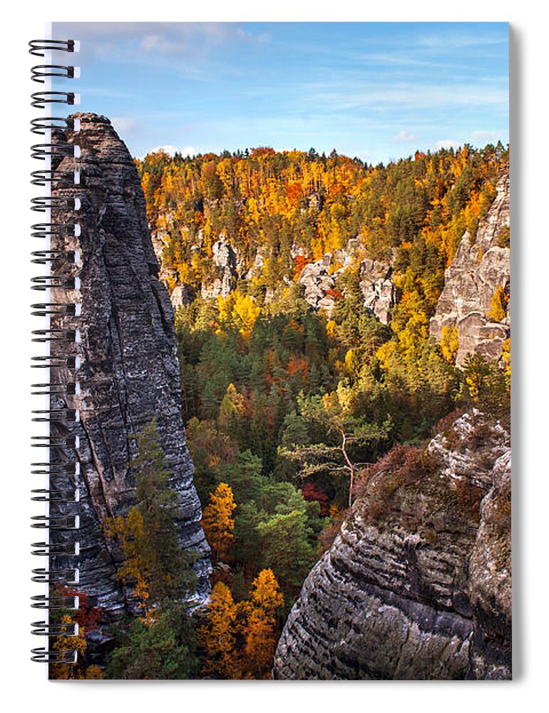 Saxon Switzerland Spiral Notebook featuring the photograph Rocks of Saxon Switzerland #1 by Jenny Rainbow
