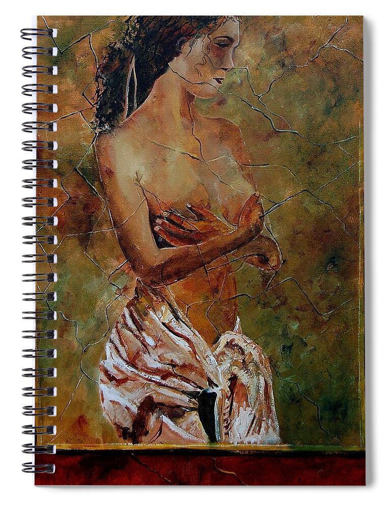 Nude Spiral Notebook featuring the painting Roman nude 67 by Pol Ledent