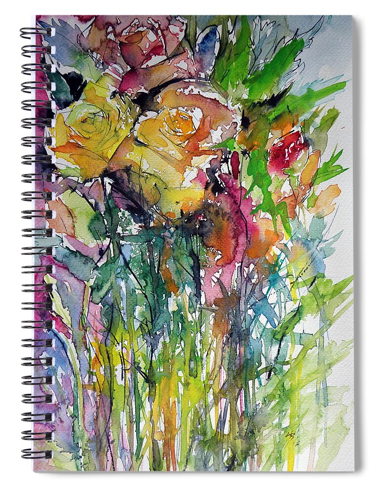 Rose Spiral Notebook featuring the painting Roses #1 by Kovacs Anna Brigitta