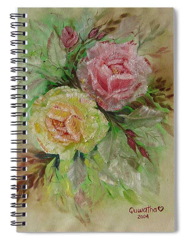 Roses Spiral Notebook featuring the painting Roses #1 by Quwatha Valentine