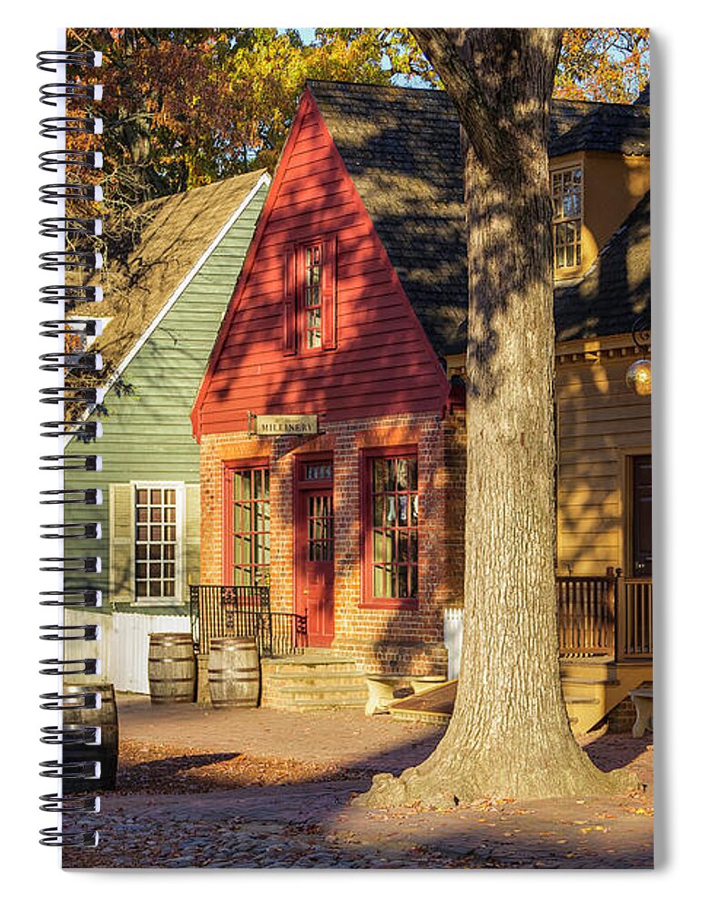 Colonial Williamsburg Spiral Notebook featuring the photograph Row Houses Duke of Gloucester Colonial Williamsburg by Karen Jorstad