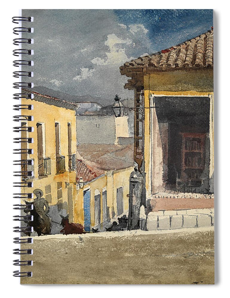 Winslow Homer Spiral Notebook featuring the drawing Santiago de Cuba. Street Scene by Winslow Homer