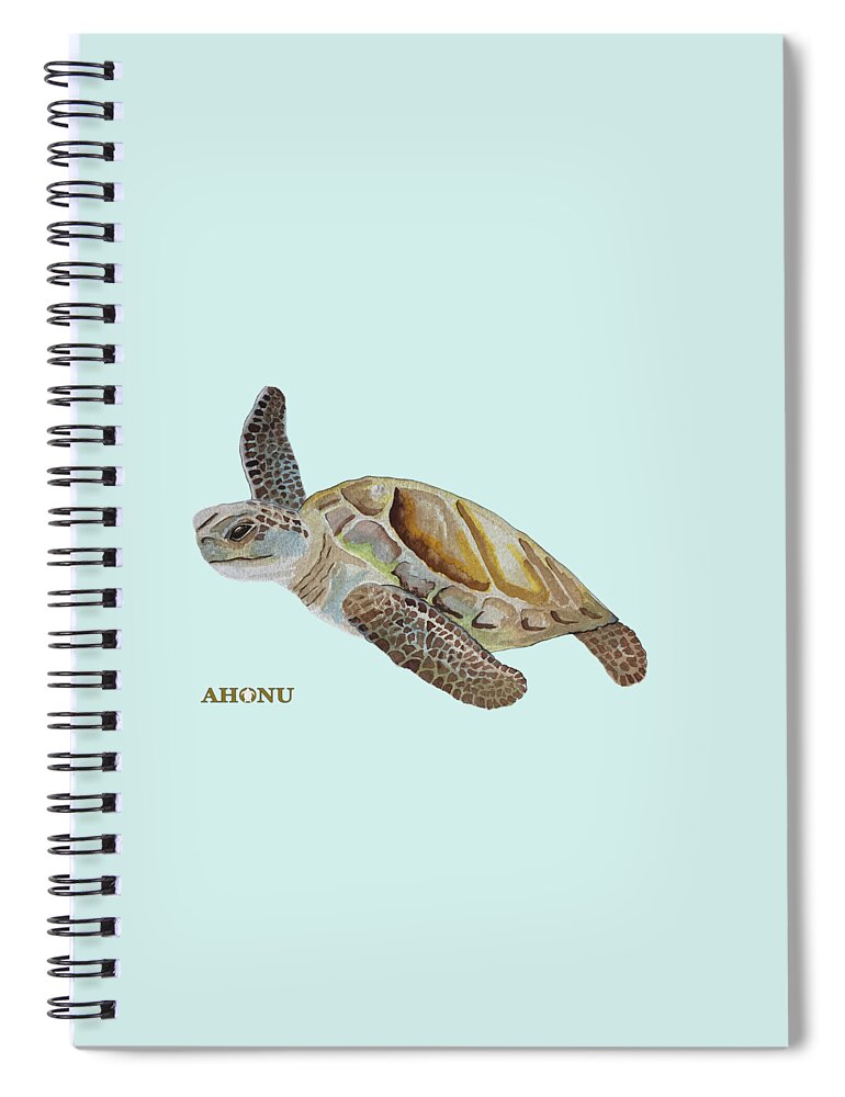 Sea Spiral Notebook featuring the painting Sea Turtle #1 by AHONU Aingeal Rose