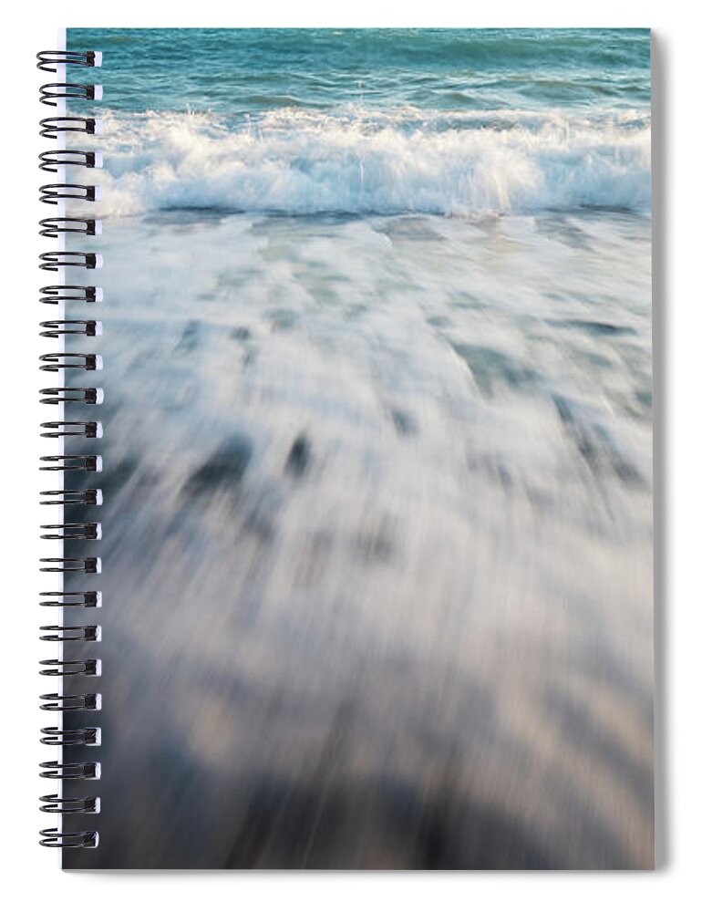 Ocean Spiral Notebook featuring the photograph Sea water waves milky water background by Michalakis Ppalis