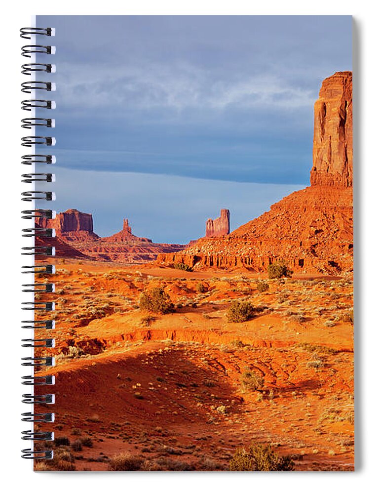 America Spiral Notebook featuring the photograph Setting sunlight over Monument Valley #1 by Brian Jannsen