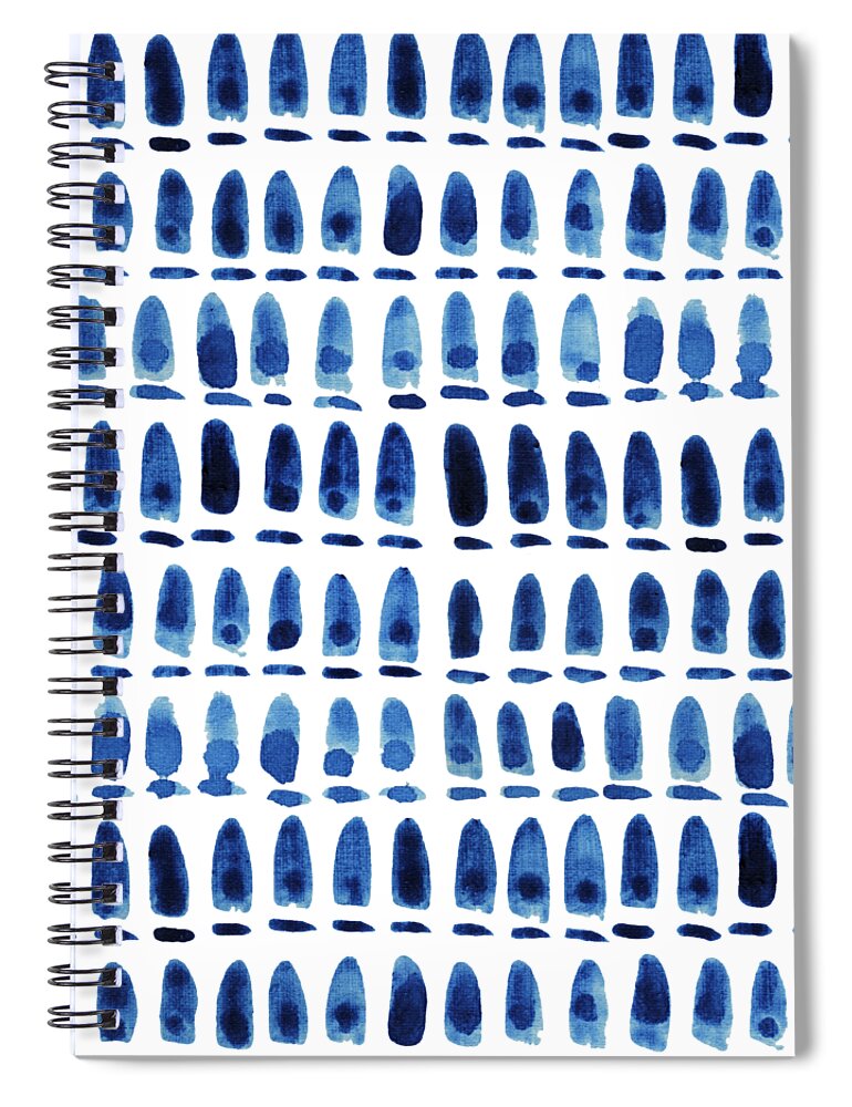 Shibori Spiral Notebook featuring the painting Shibori Blue 1 - Patterned Sea Turtle over Indigo Ombre Wash by Audrey Jeanne Roberts