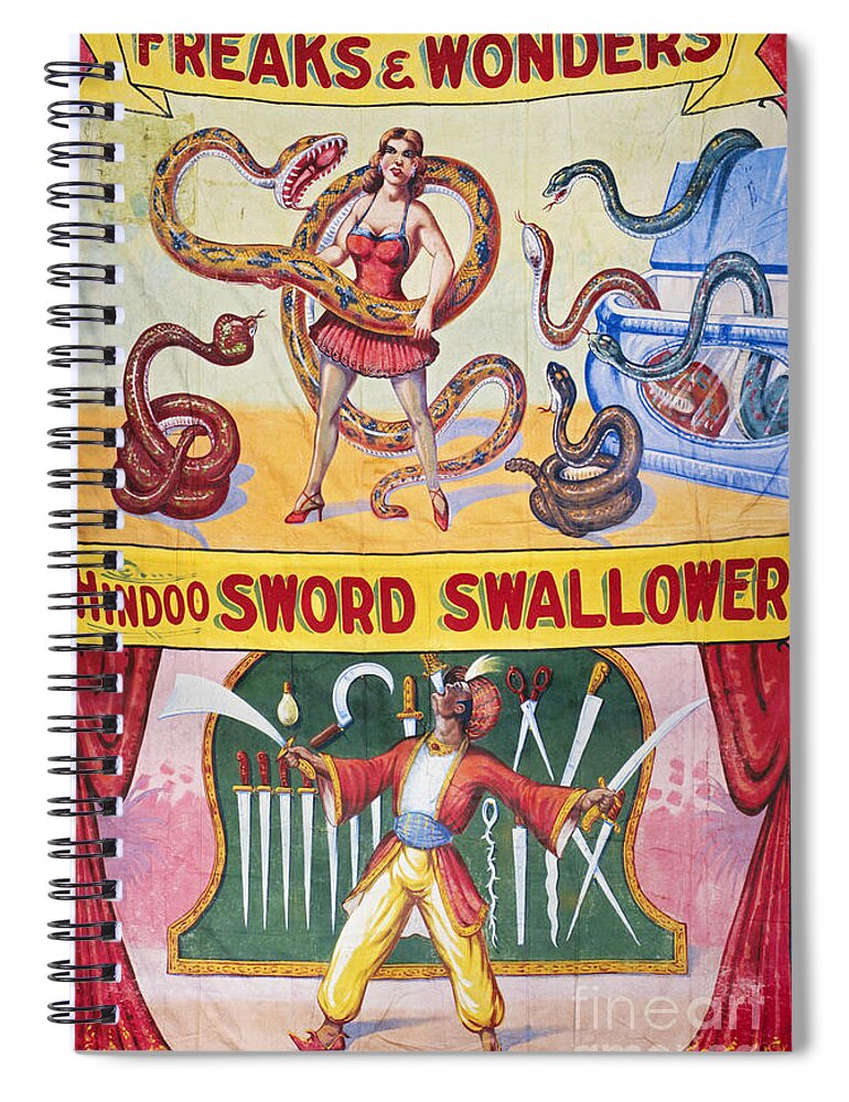1970s Spiral Notebook featuring the drawing SIDESHOW POSTER, c1975 by Granger