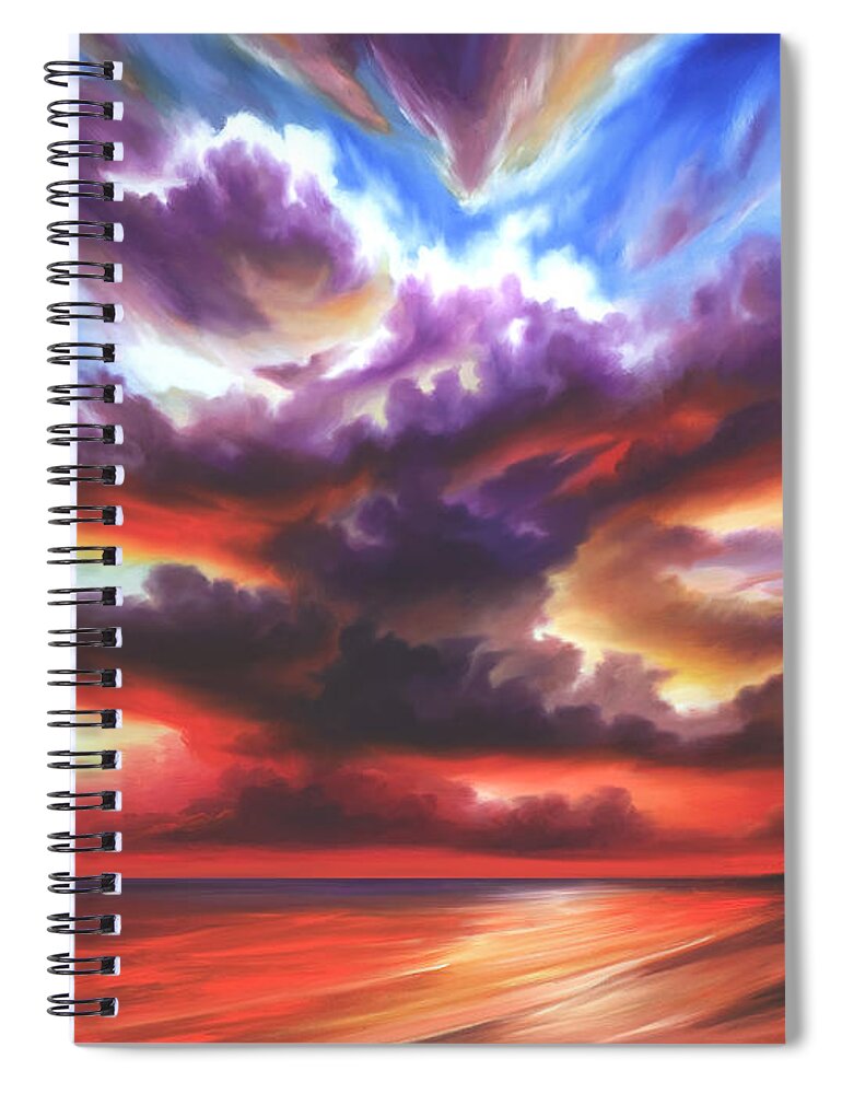 Sunrise Spiral Notebook featuring the painting Skyburst by James Christopher Hill