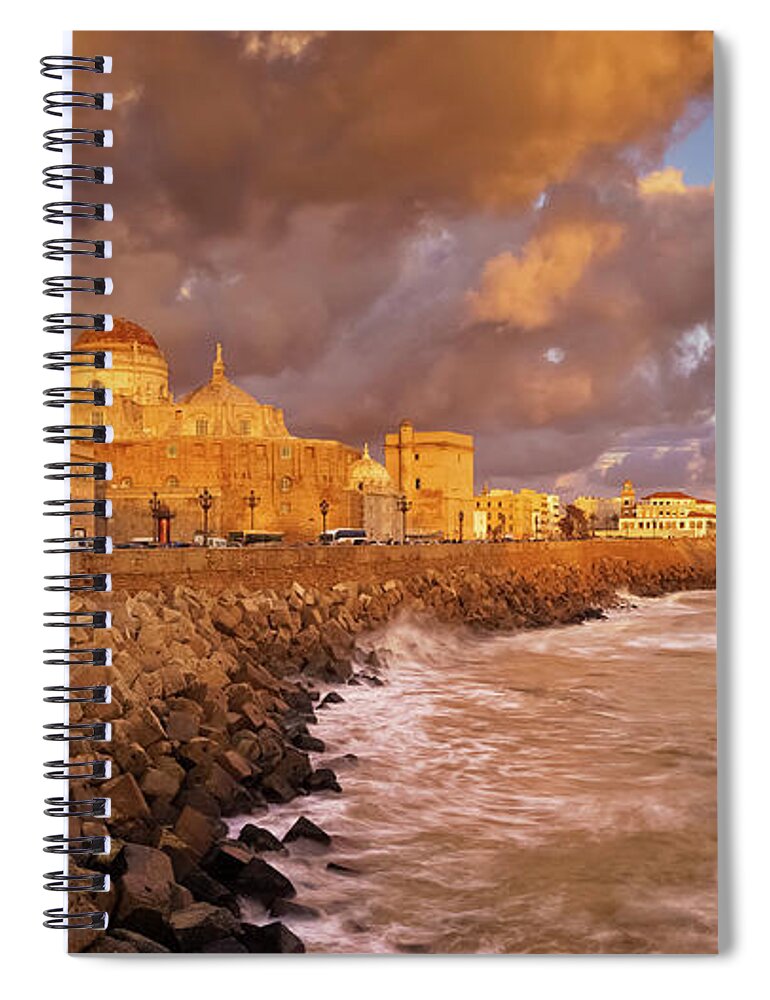 View Spiral Notebook featuring the photograph Skyline from Campo del Sur Cadiz Spain #1 by Pablo Avanzini