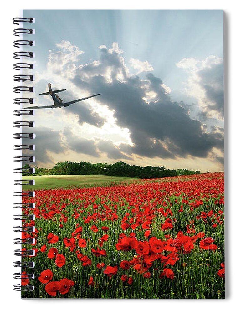 Spitfires Spiral Notebook featuring the digital art Spitfires - The last Mission #1 by Airpower Art