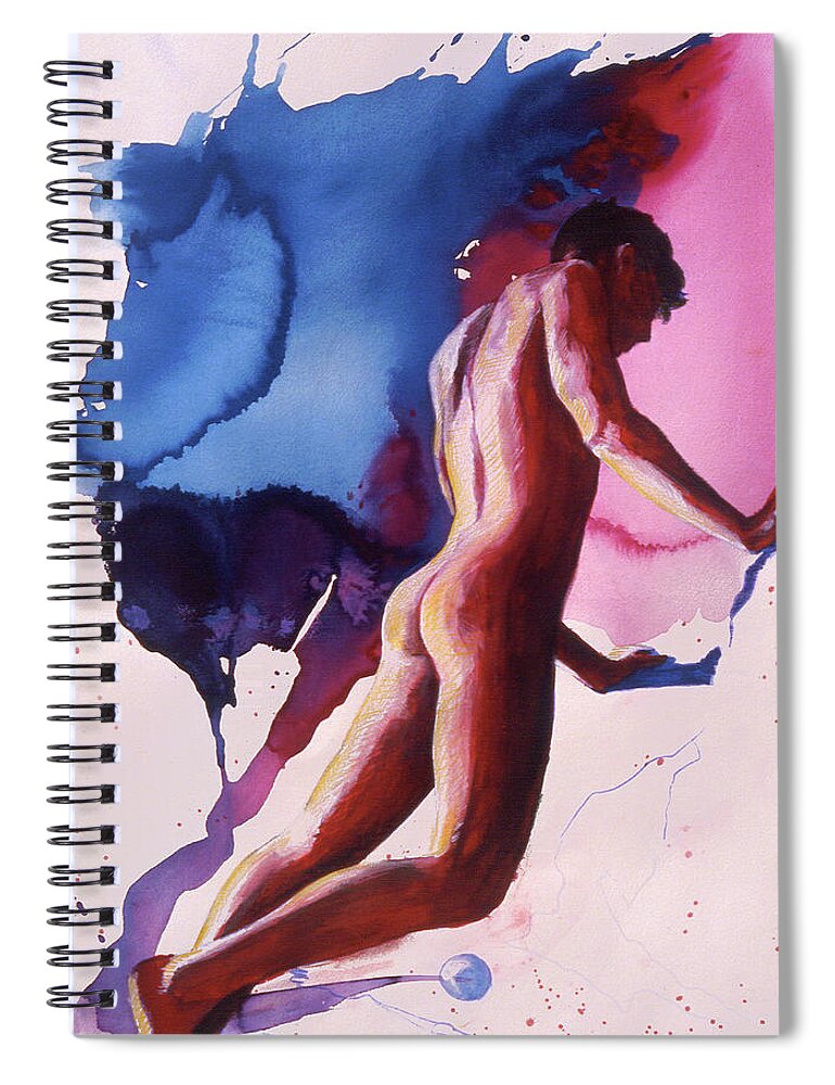 Waterfalls Spiral Notebook featuring the painting Splash of Blue #2 by Rene Capone
