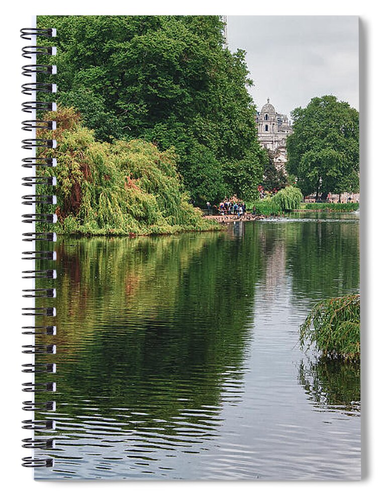 London Eye Spiral Notebook featuring the photograph St James Park #1 by Shirley Mitchell
