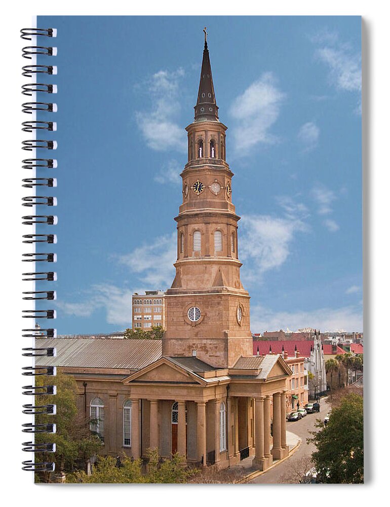 Charleston Spiral Notebook featuring the photograph St Philips Episcopal Church #1 by Bill Barber