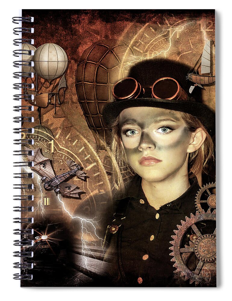 Steampunk Spiral Notebook featuring the photograph Steampunk Princess #1 by Diana Haronis
