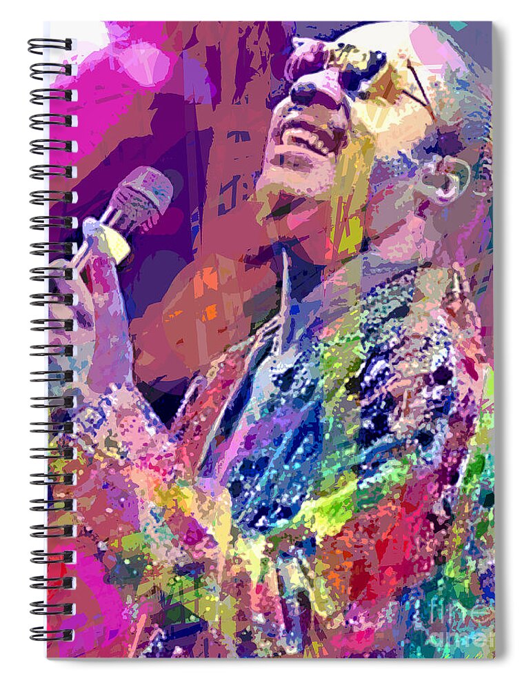 Stevie Wonder Spiral Notebook featuring the painting Stevie Wonder #2 by David Lloyd Glover