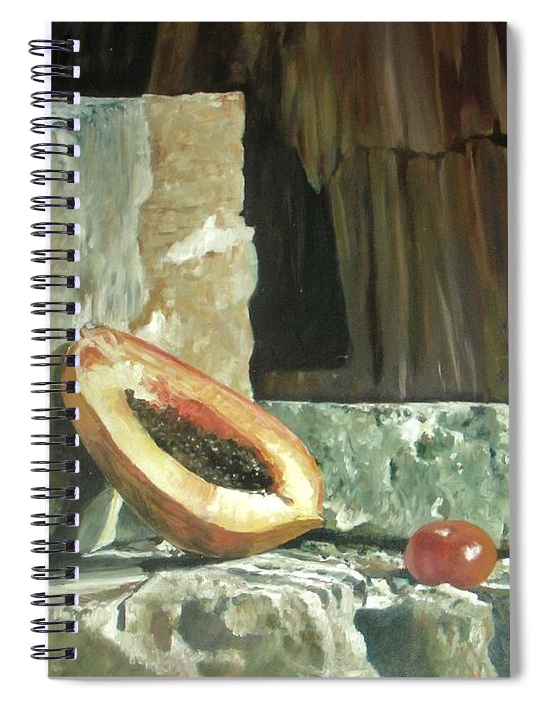 Still Life Spiral Notebook featuring the painting Tropical fruit by Vesna Antic