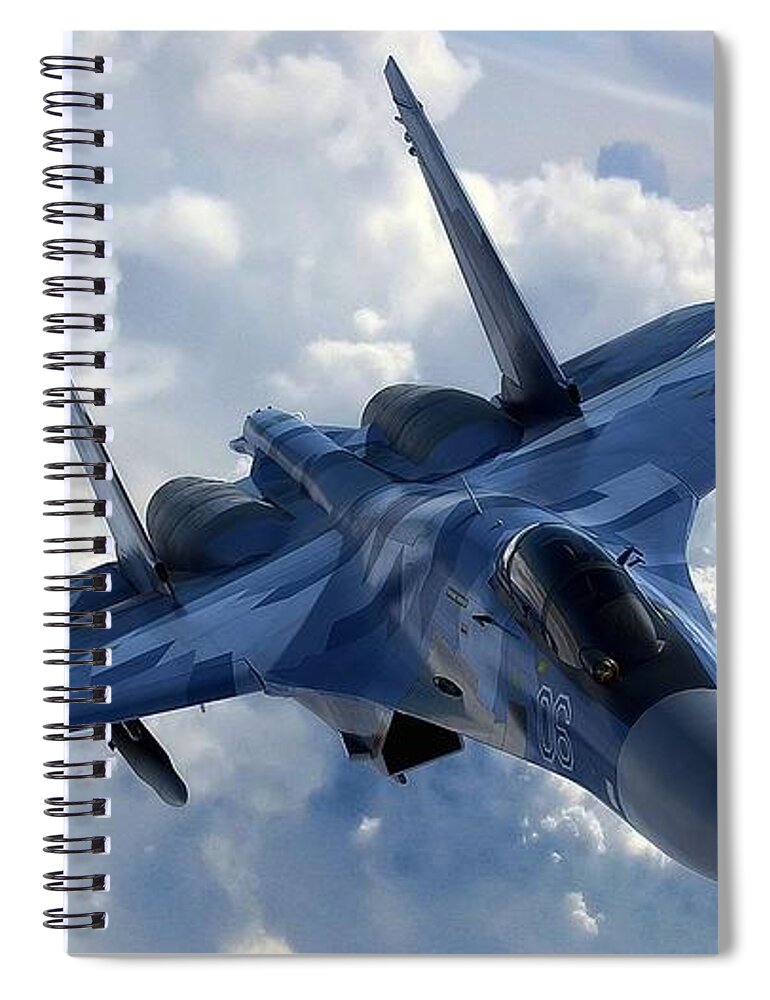 Sukhoi Su-35 Spiral Notebook featuring the digital art Sukhoi Su-35 #1 by Maye Loeser