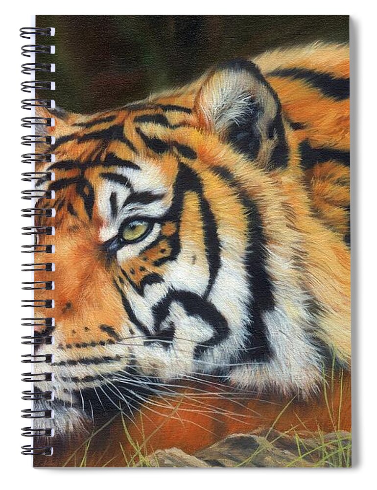 Tiger Spiral Notebook featuring the painting Sumatran Tiger #1 by David Stribbling