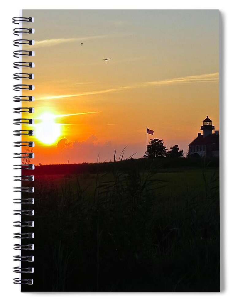 East Point Lighthouse Spiral Notebook featuring the photograph Summer Sunset at East Point Light #1 by Nancy Patterson