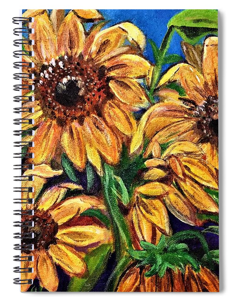 Flowers Spiral Notebook featuring the painting Sunflowers by Julie Wittwer