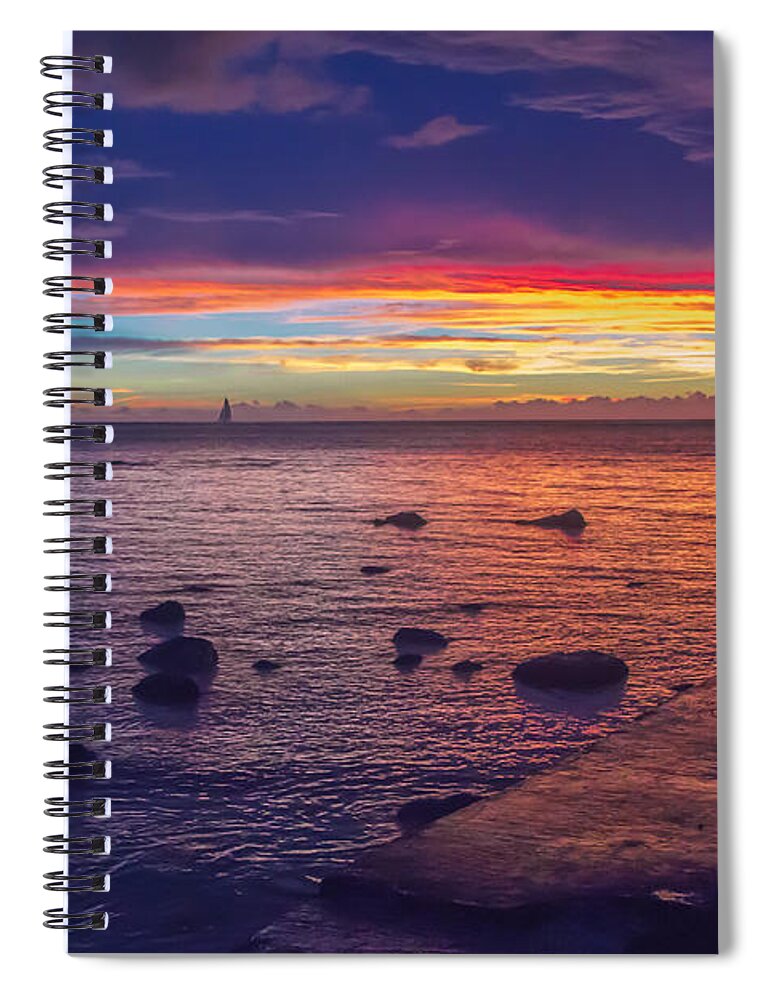 Sunset Spiral Notebook featuring the photograph Sunset at Mauritius by Amanda Mohler