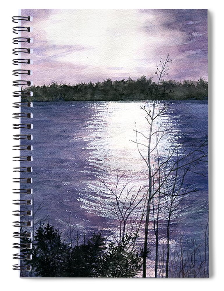 Sunset Spiral Notebook featuring the painting Sunset at Niagara River New York #1 by Melly Terpening