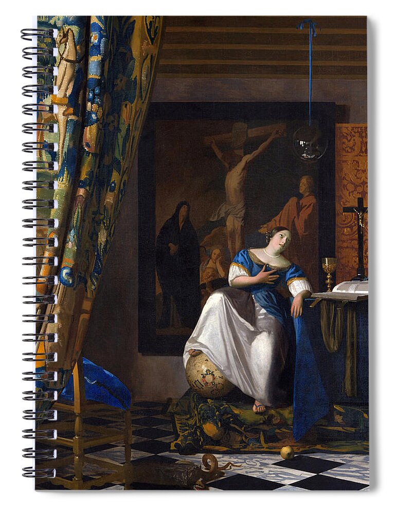 Johannes Vermeer Spiral Notebook featuring the painting The Allegory of the Faith #2 by Johannes Vermeer