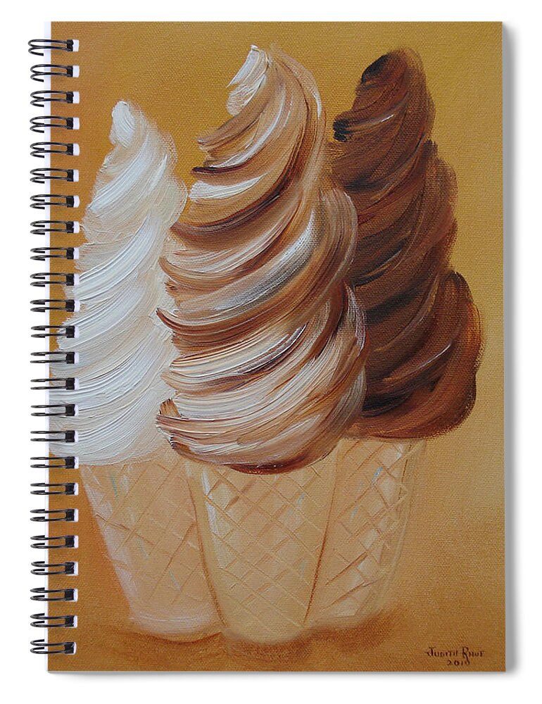 Ice Cream Spiral Notebook featuring the painting The Mediator by Judith Rhue