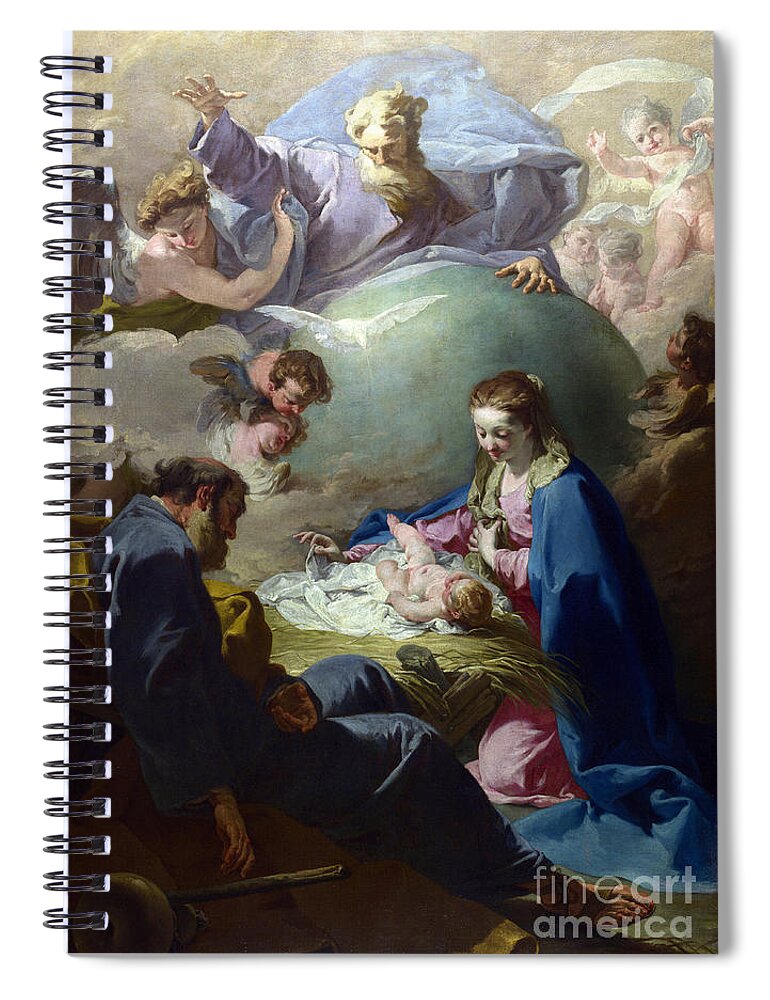 Christmas Spiral Notebook featuring the painting The Nativity with God the Father and the Holy Ghost by Giovanni Battista Pittoni
