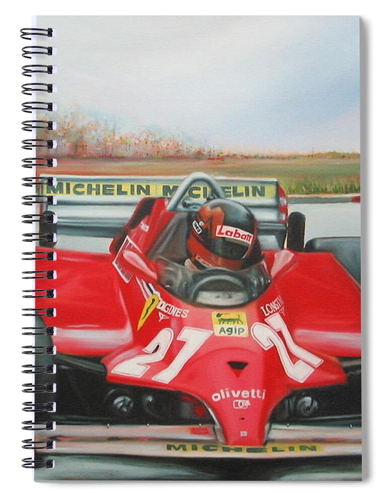 Race Spiral Notebook featuring the painting The Racing Car by Sukalya Chearanantana