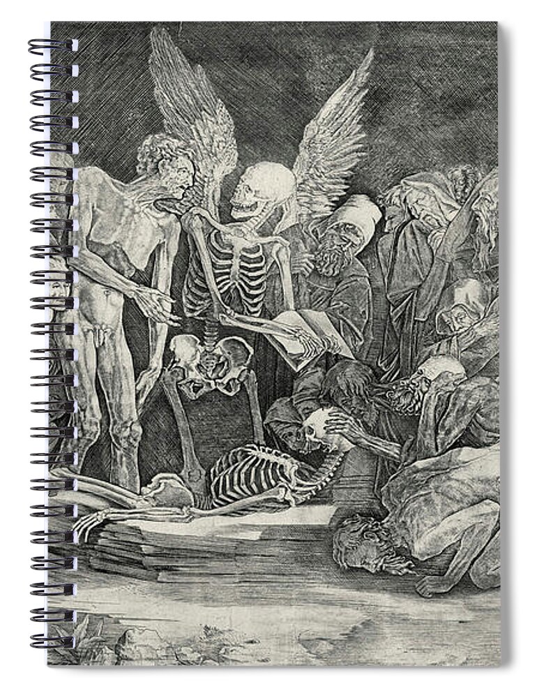 After Baccio Bandinelli Spiral Notebook featuring the drawing The Skeletons #1 by After Baccio Bandinelli