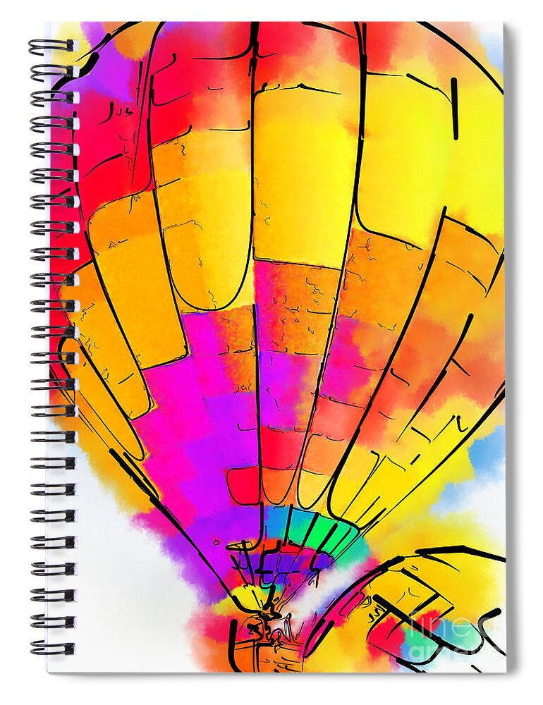 Hot-air Spiral Notebook featuring the digital art The Yellow And Red Balloon by Kirt Tisdale