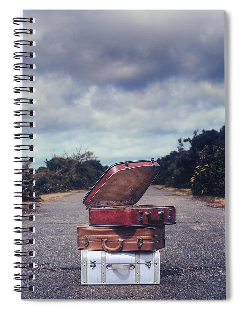 Red Spiral Notebook featuring the photograph Three Suitcases #1 by Joana Kruse
