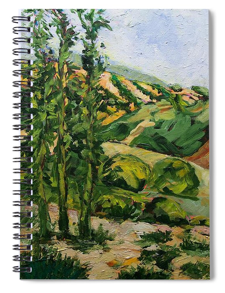 Landscape Spiral Notebook featuring the painting Top of the Hill #1 by Allan P Friedlander