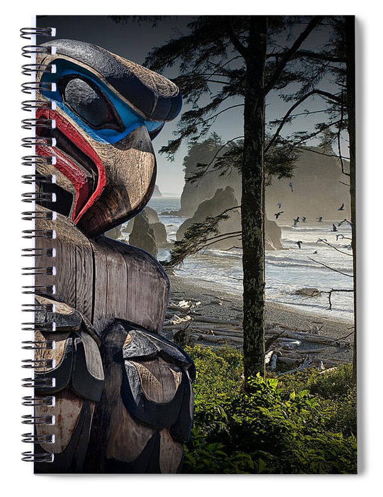 Art Spiral Notebook featuring the photograph Totem Pole in the Pacific Northwest by Randall Nyhof
