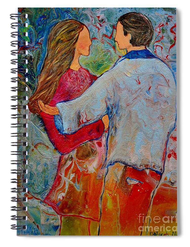 Couple Spiral Notebook featuring the painting Trusting You #1 by Deborah Nell