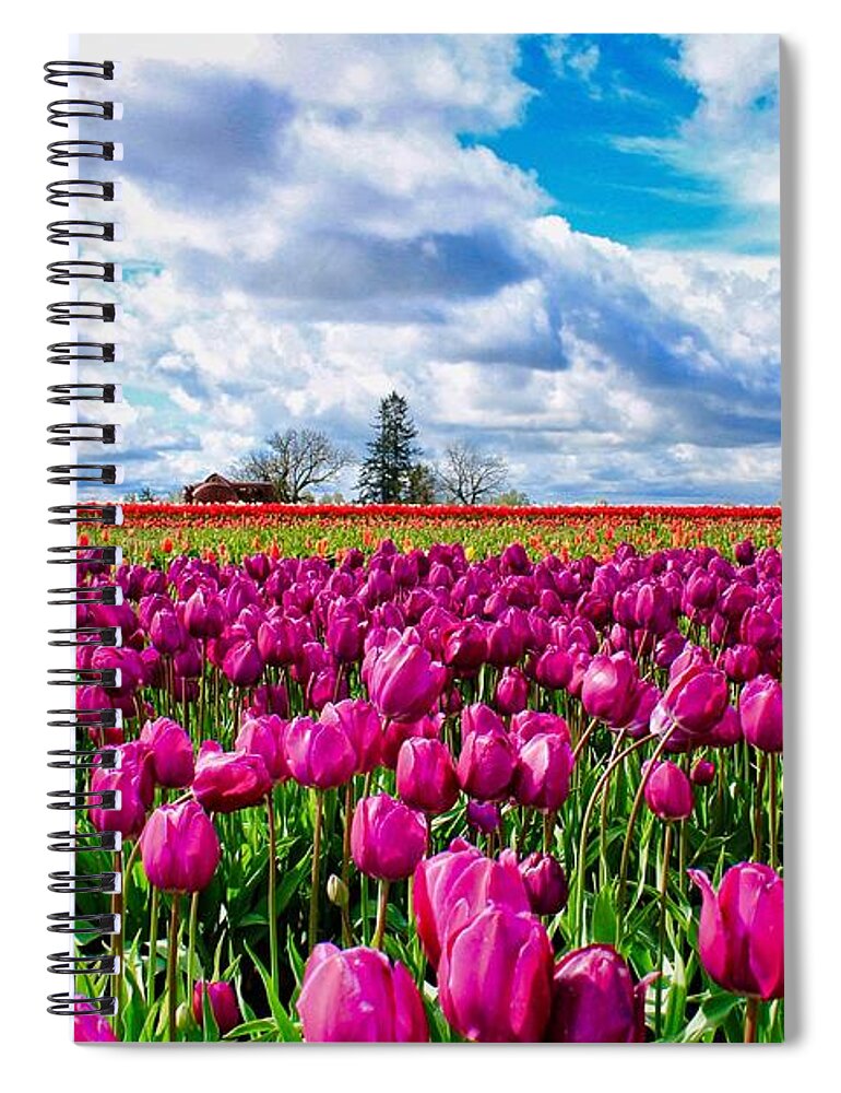 Tulips Spiral Notebook featuring the photograph Tulip Field #2 by Brian Eberly