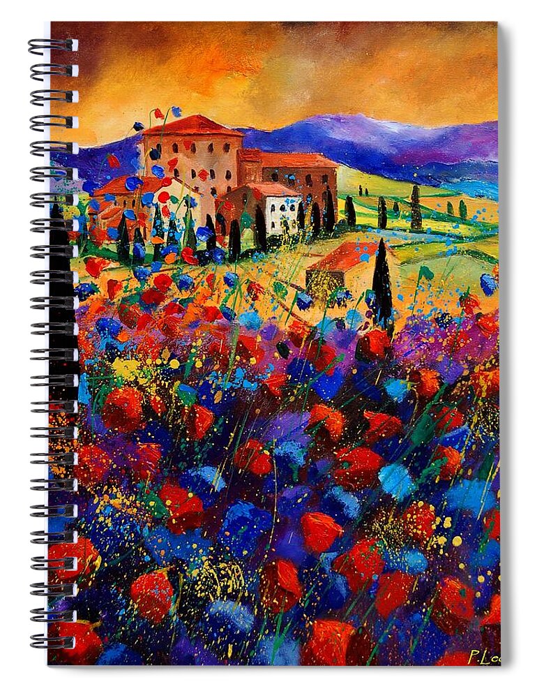 Flowers Spiral Notebook featuring the painting Tuscany poppies by Pol Ledent