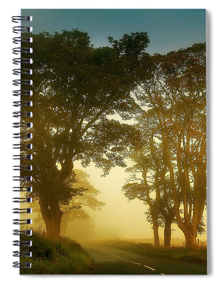 Scotland Spiral Notebook featuring the photograph Twilight Guardians. Misty Roads of Scotland by Jenny Rainbow