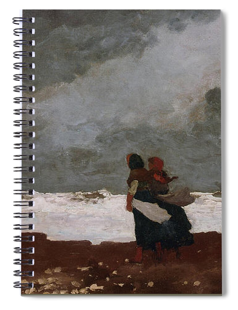 Winslow Homer Spiral Notebook featuring the painting Two Figures by the Sea #5 by Winslow Homer