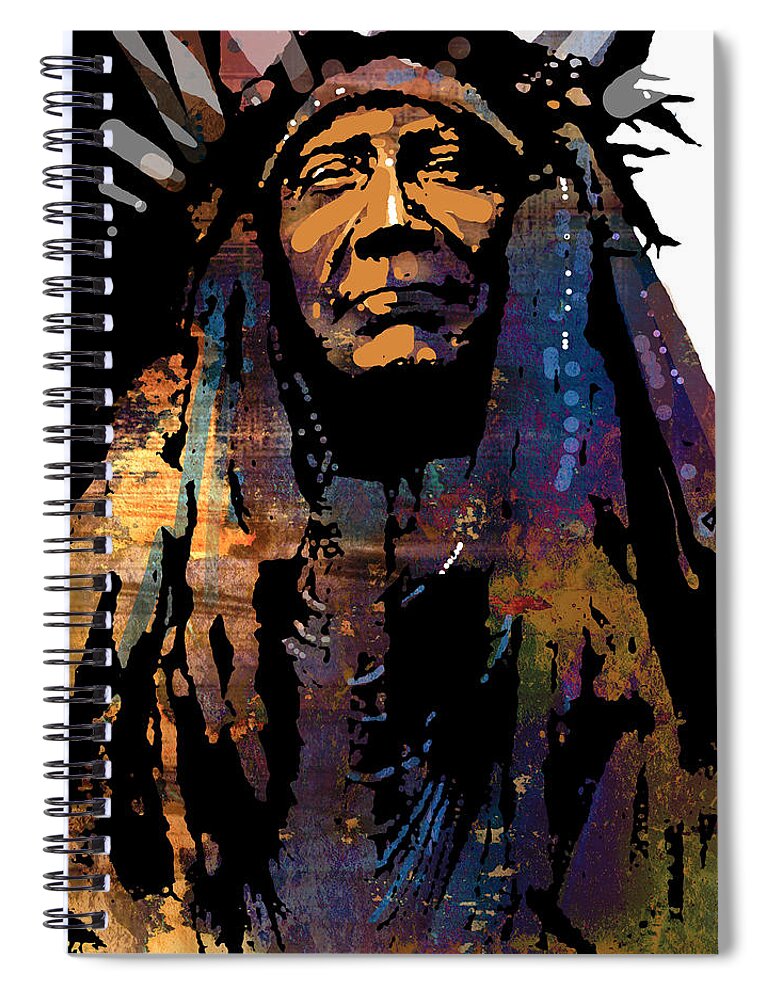 Native American Spiral Notebook featuring the painting Two Moons #1 by Paul Sachtleben