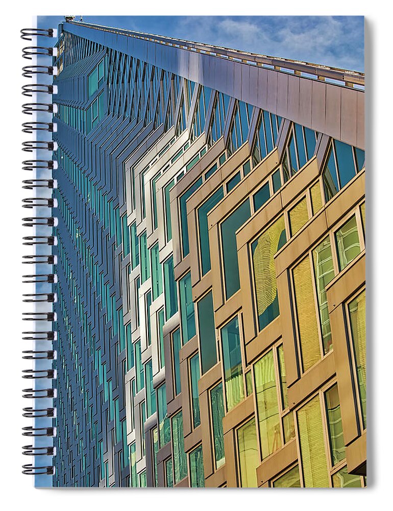 625 West 57th Street Spiral Notebook featuring the photograph Upward View to West 57 ST NYC BW by Susan Candelario